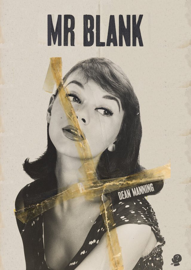 The cover of the book 'Mr Blank' featuring a black and white photograph of a woman with a thoughtful expression.