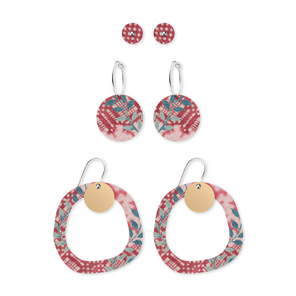 Checked Floral Circle Party Pack Earring