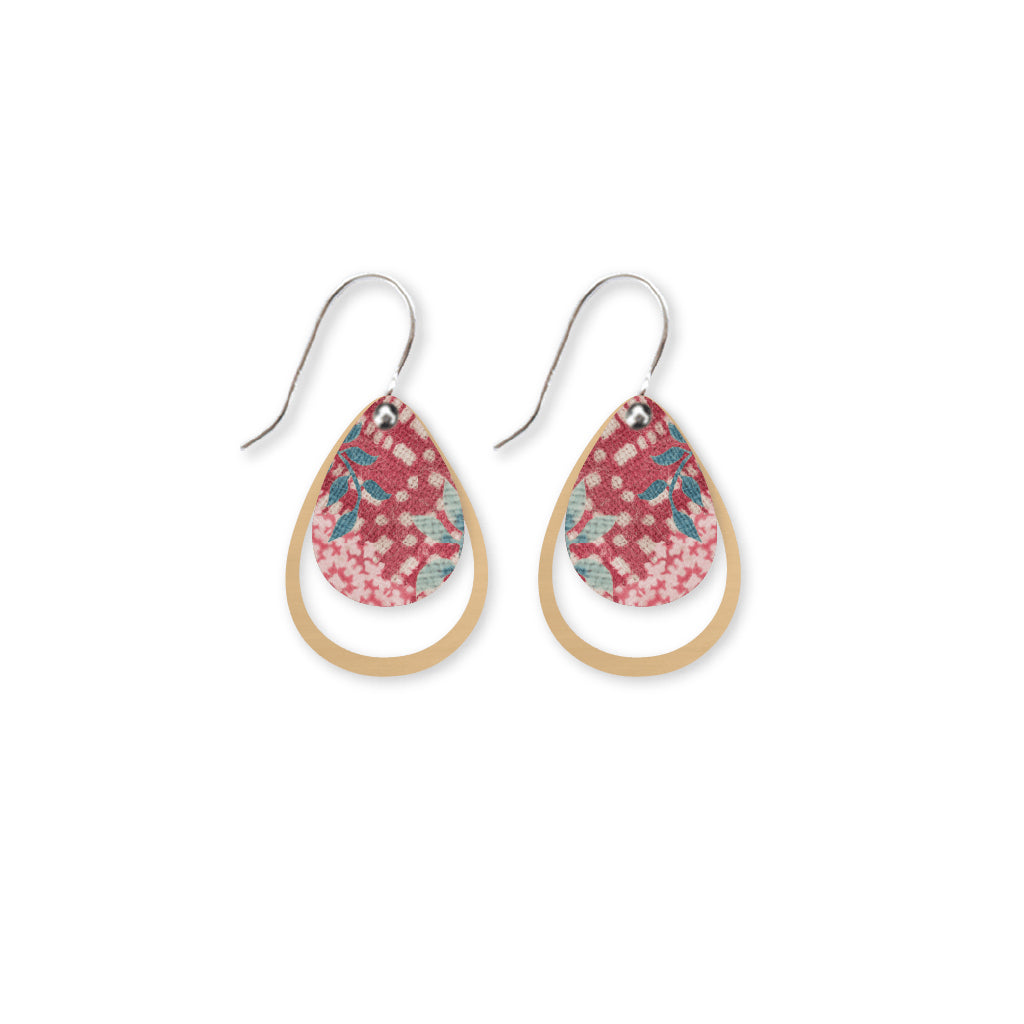 Checked Floral Layered Iconic Outline Drop Earring