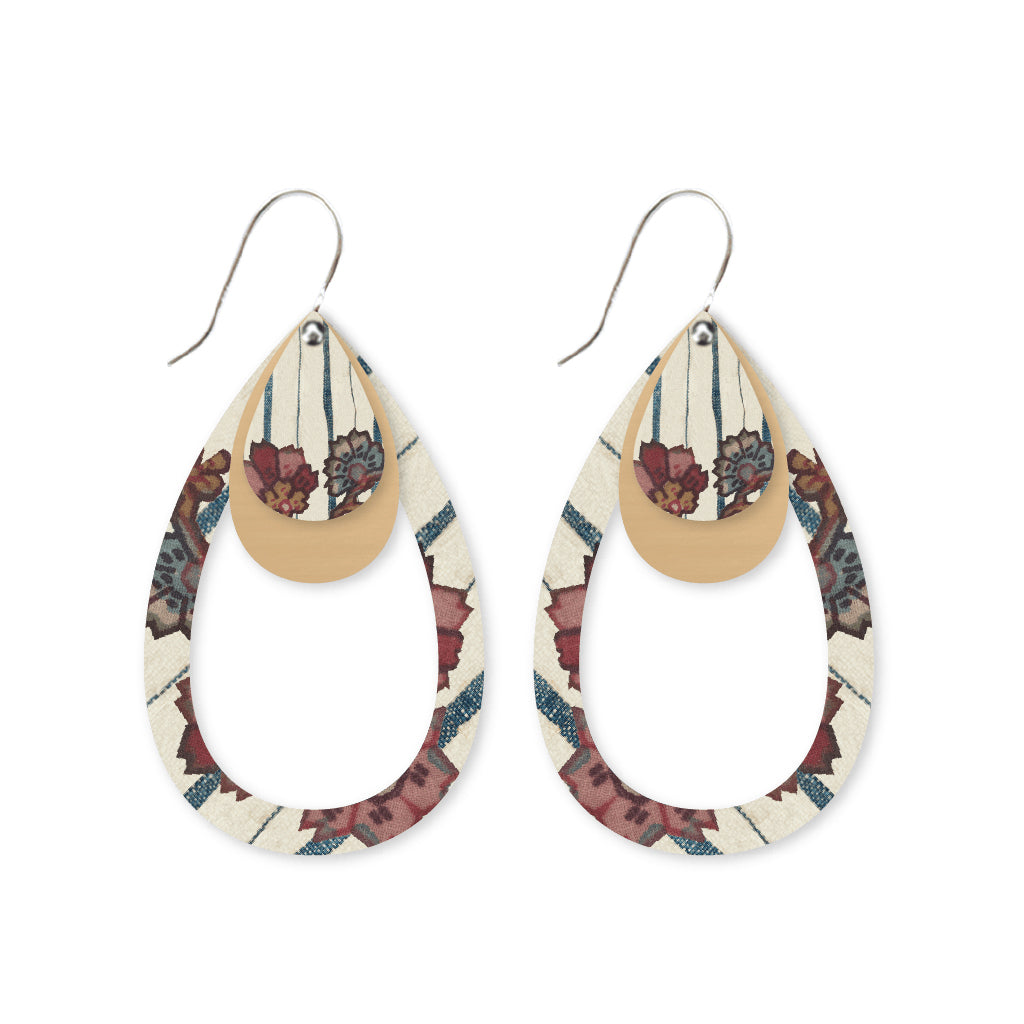 Vintage Charm Layered Outline Tear Drop Earring