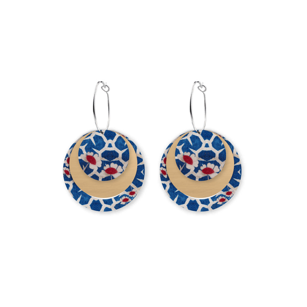 Blue Nostalgia Three Circle Hoop Earring