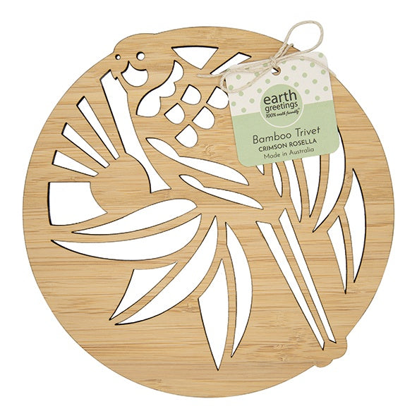 Crimson Rosella Bamboo Trivet