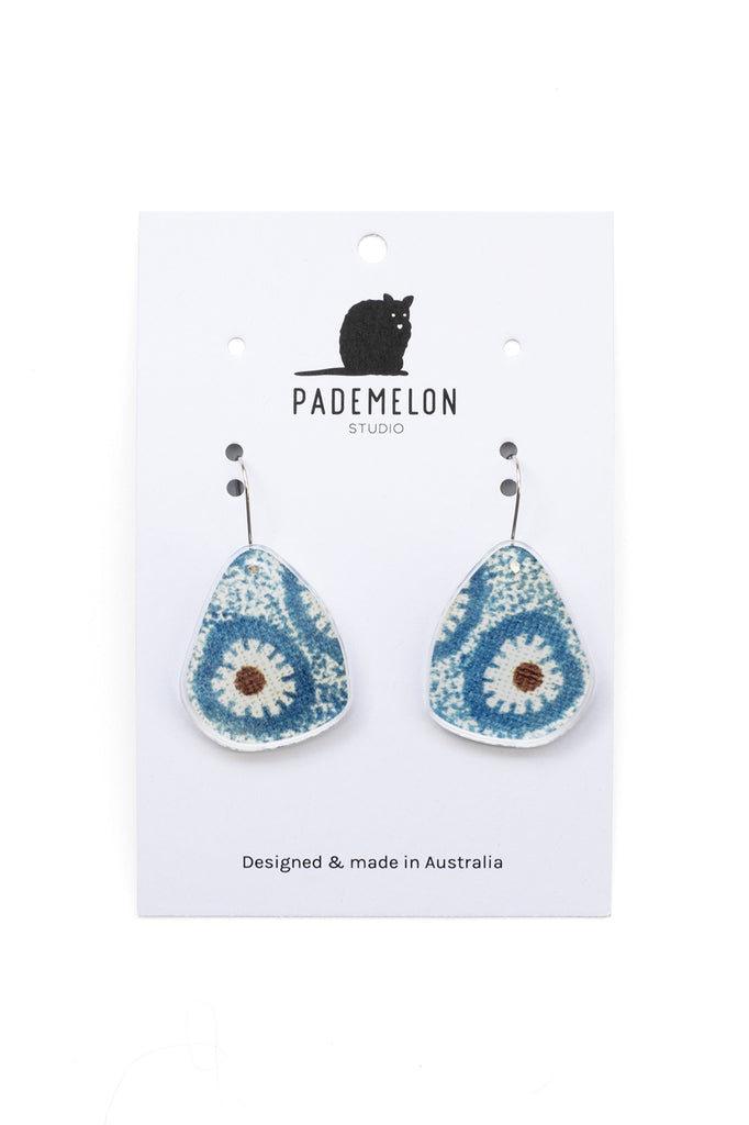 Acrylic Earrings Teal Eyes Fabric
