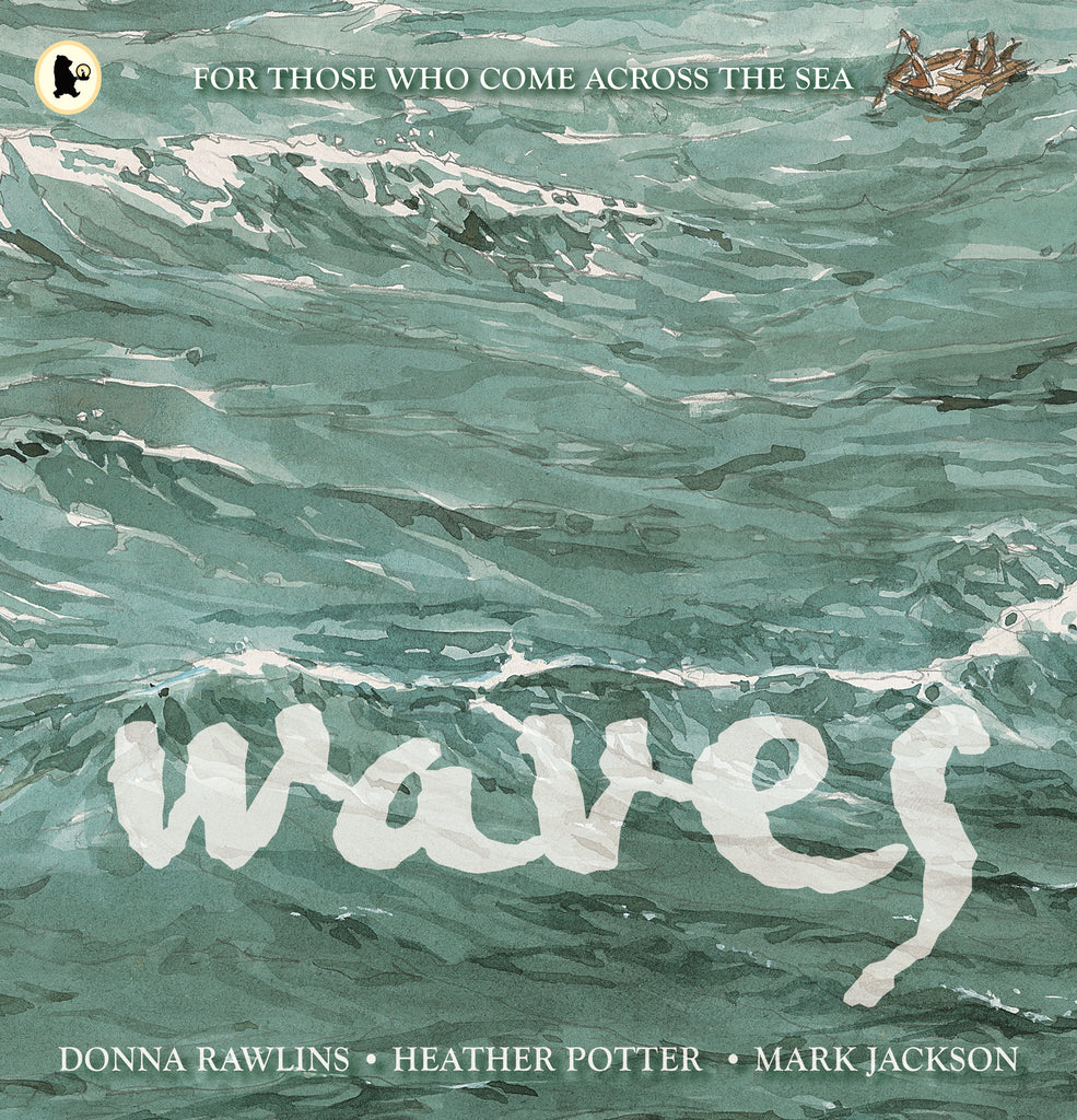 Cover of the book 'Waves' featuring an artistic representation of ocean waves with the title written in a cursive text overlay.