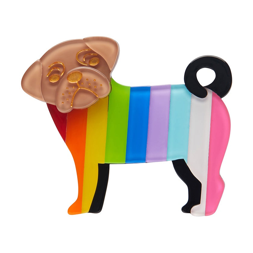 Erstwilder Pebbles the Progressive Pug Brooch