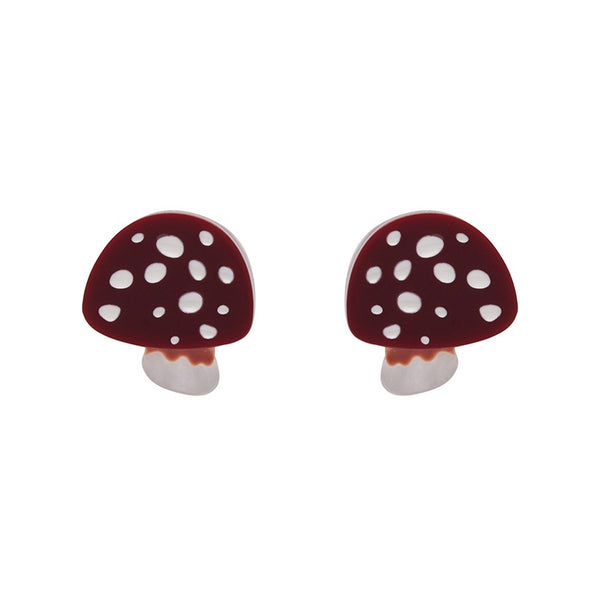 Erstwilder Twinning Toadstools Stud Earrings in red and white resin
