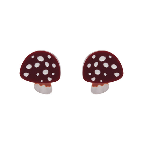 Erstwilder Twinning Toadstools Stud Earrings in red and white resin
