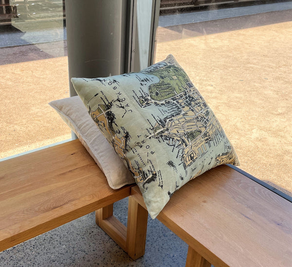 Sydney Map Linen Cotton Cushion Cover lifestyle image