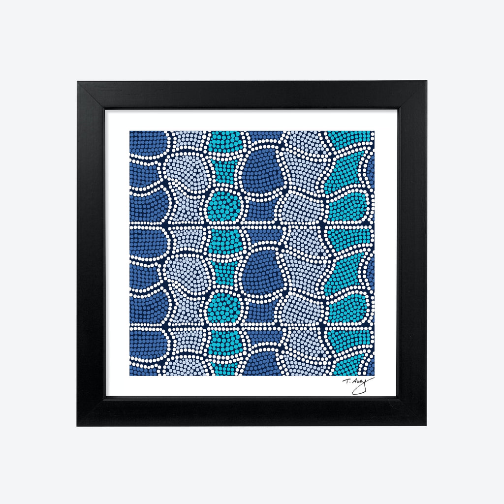 Mayan by Thomas Avery 8×8″ Framed Print - Blue