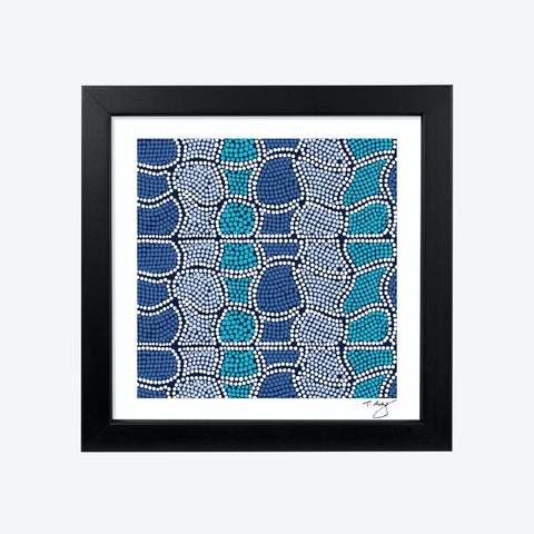 Mayan by Thomas Avery 8×8″ Framed Print - Blue