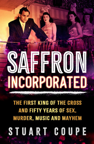Book cover of 'Saffron Incorporated' with a vintage scene and text.