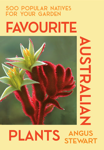 Cover of the book 'Favourite Australian Plants' showing a close-up image of a red-flowering Australian plant with a vibrant, colorful background.