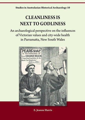 Book cover of 'Cleanliness is Next to Godliness' with illustrations and text on a beige background