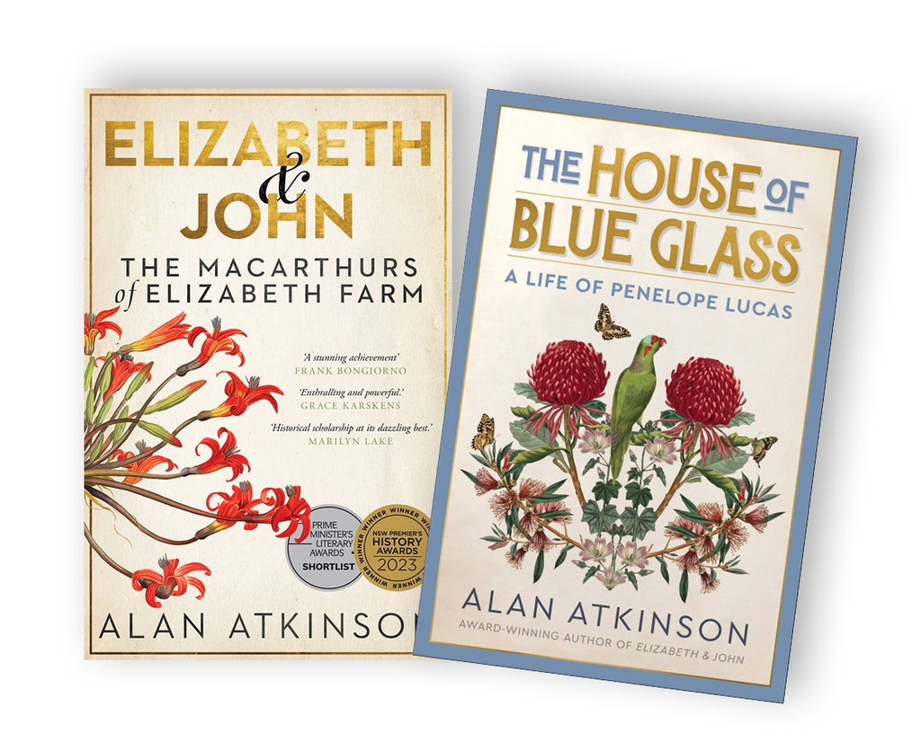 Two book covers by Alan Atkinson on a white background