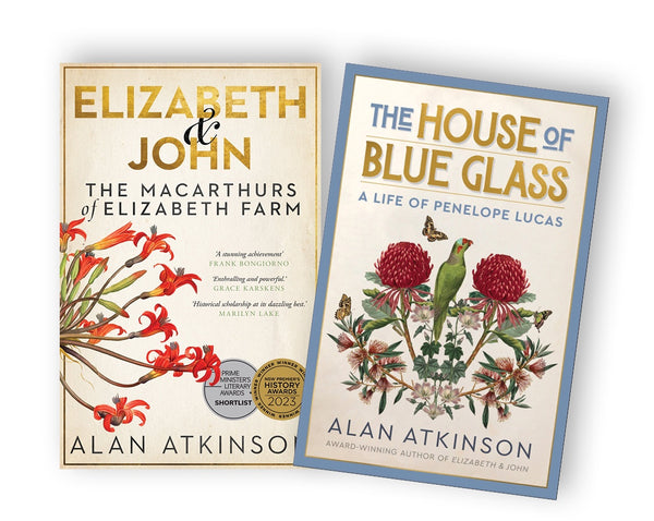 Two book covers by Alan Atkinson on a white background
