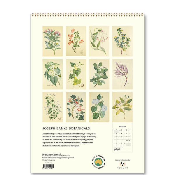Joseph Banks Botanics HMS Endeavour 2026 Medium Wall Calendar