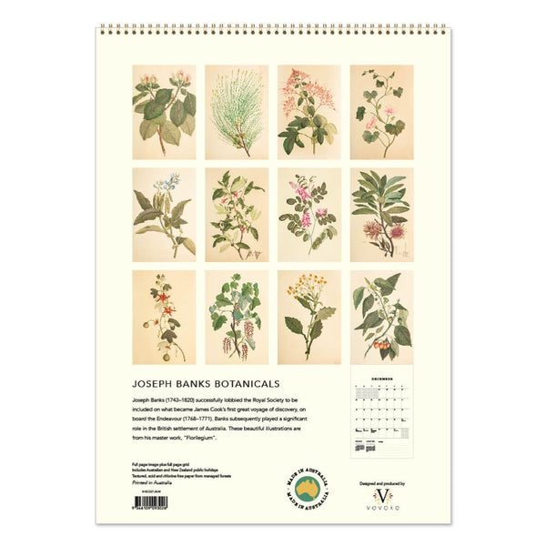Joseph Banks Botanics HMS Endeavour 2027 Medium Wall Calendar
