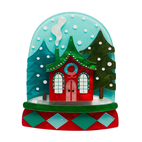 Erstwilder Seasonal Snow Globe Brooch