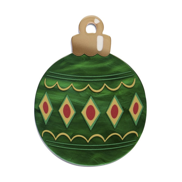 Erstwilder green Christmas bauble resin mini brooch.