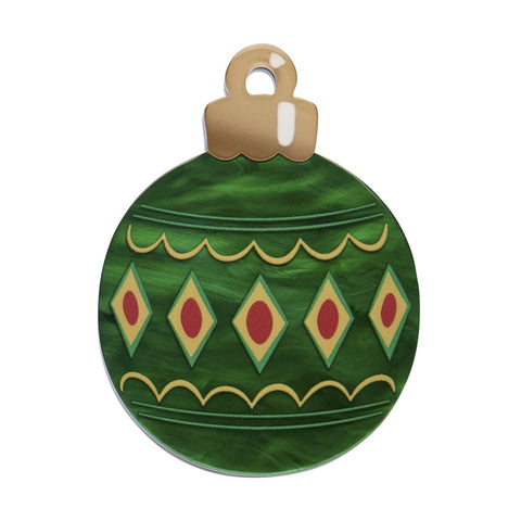 Erstwilder green Christmas bauble resin mini brooch.