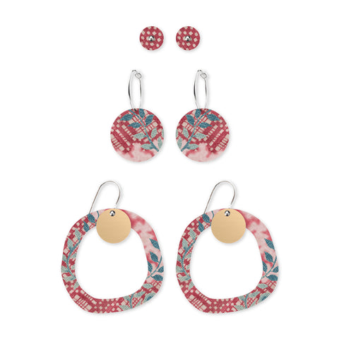 Checked Floral Circle Party Pack Earring