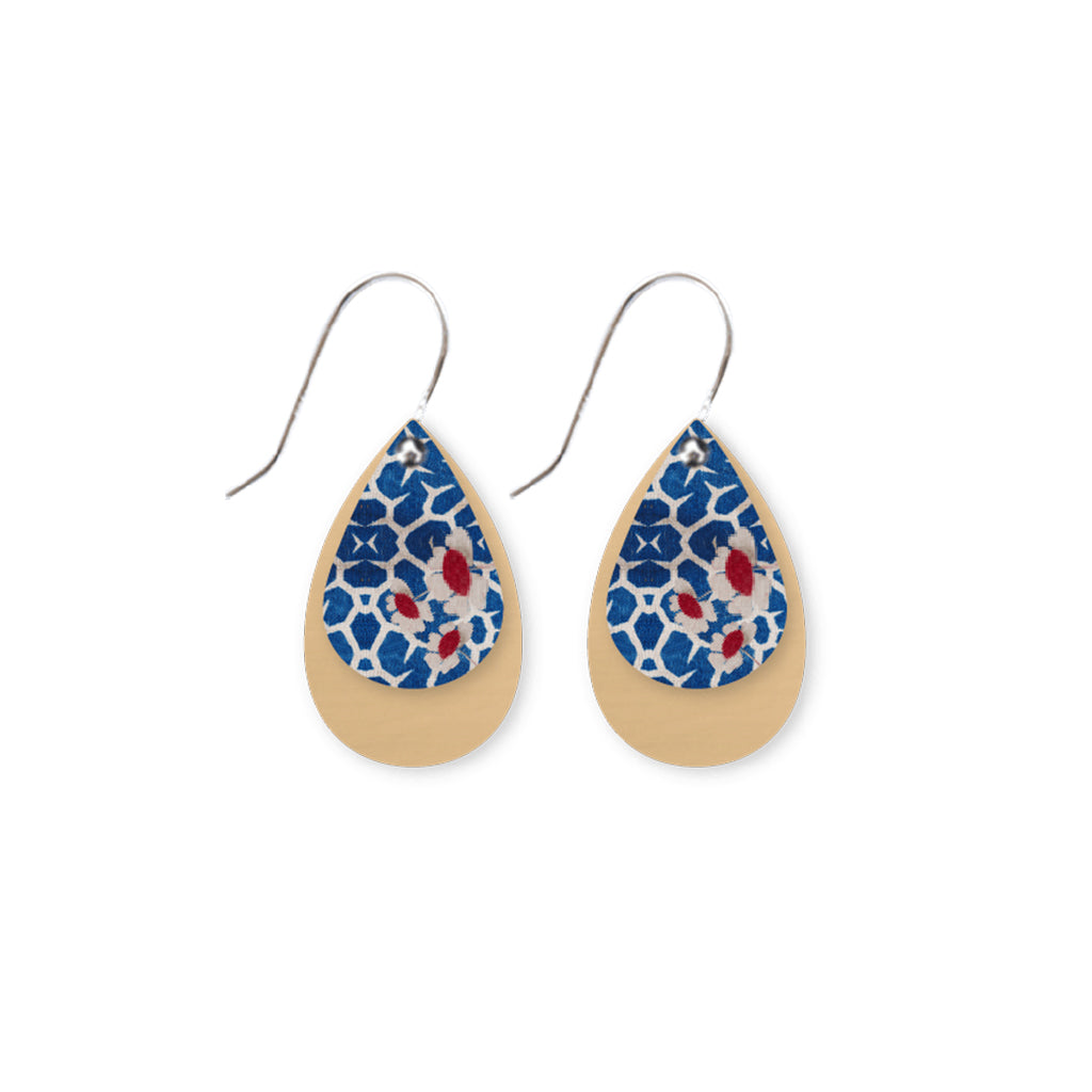 Blue Nostalgia Layered Double Tear Drop Earring