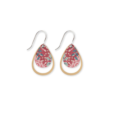 Checked Floral Layered Iconic Outline Drop Earring