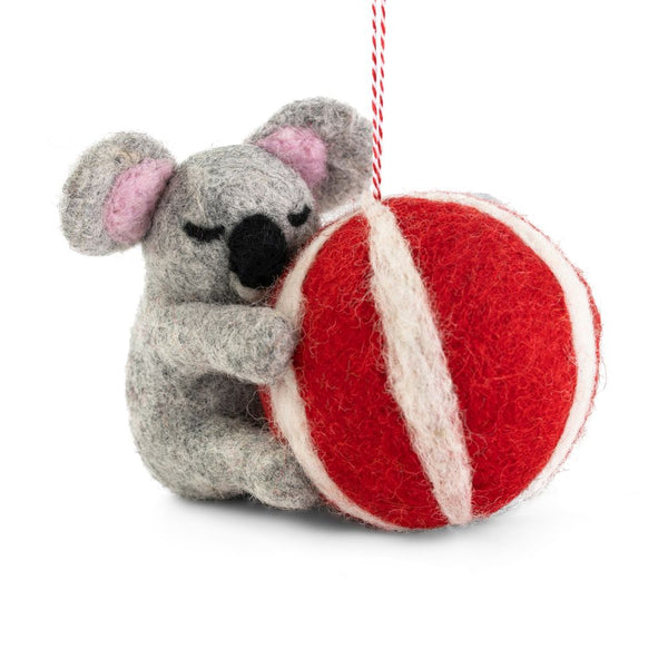 Felted Decoration 100% NZ Wool Koala with Beach Ball