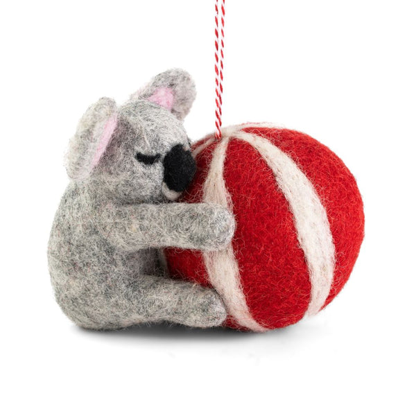 Felted Decoration 100% NZ Wool Koala with Beach Ball