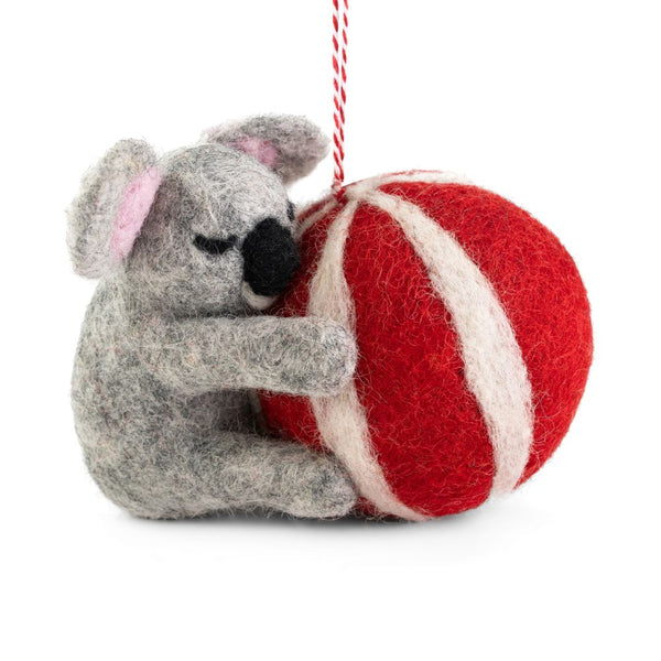 Felted Decoration 100% NZ Wool Koala with Beach Ball