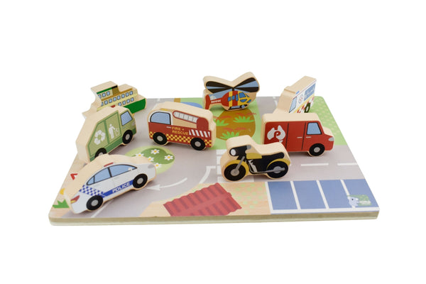 Wooden Chunky Aussie Transport Vehicle Puzzle