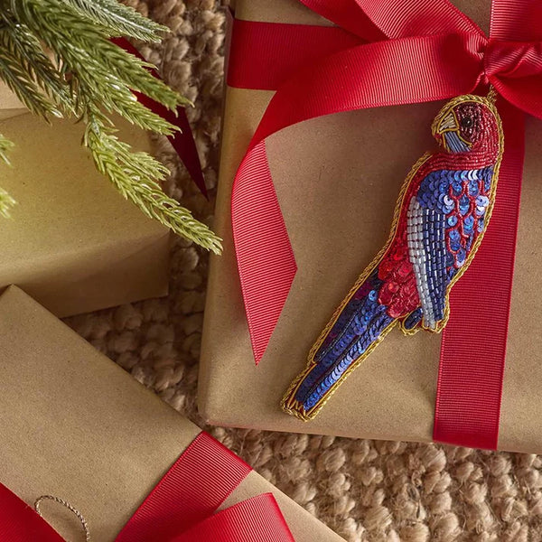 Crimson Rosella Sequinned Decoration