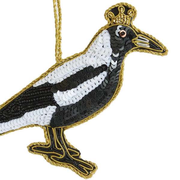 Shiny Bandit Magpie Sequinned Decoration