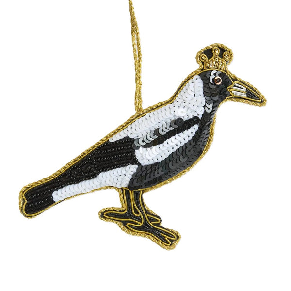 Shiny Bandit Magpie Sequinned Decoration