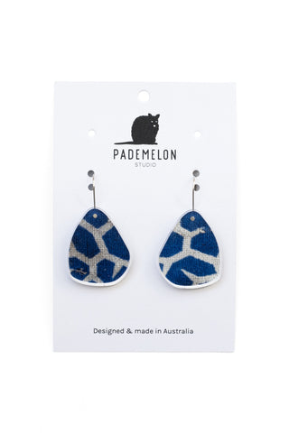 Acrylic Earrings Blue Thorns Fabric
