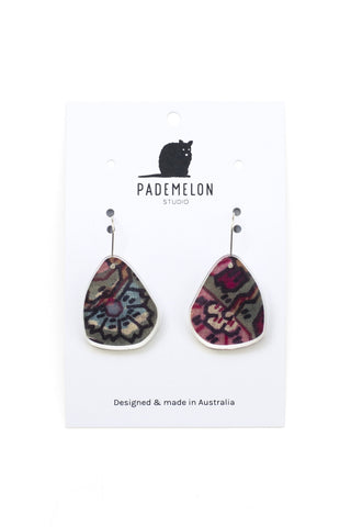 Acrylic Earrings Multi Floral Fabric