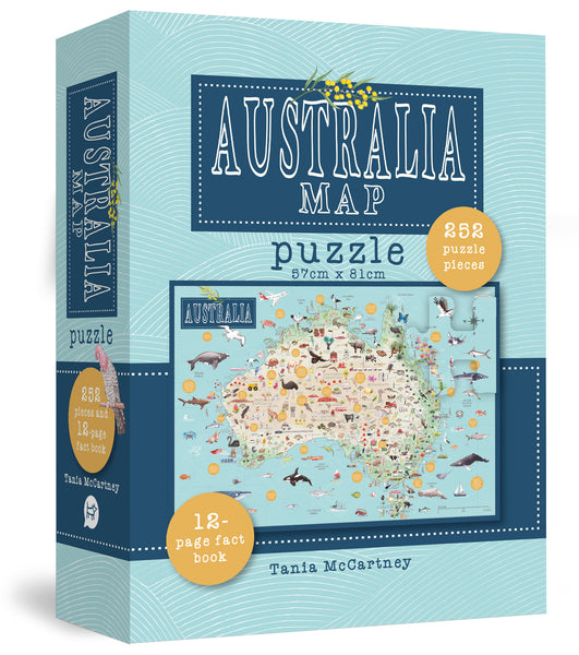 Australia Map 252 Piece Puzzle Includes 12 Page Fact Book