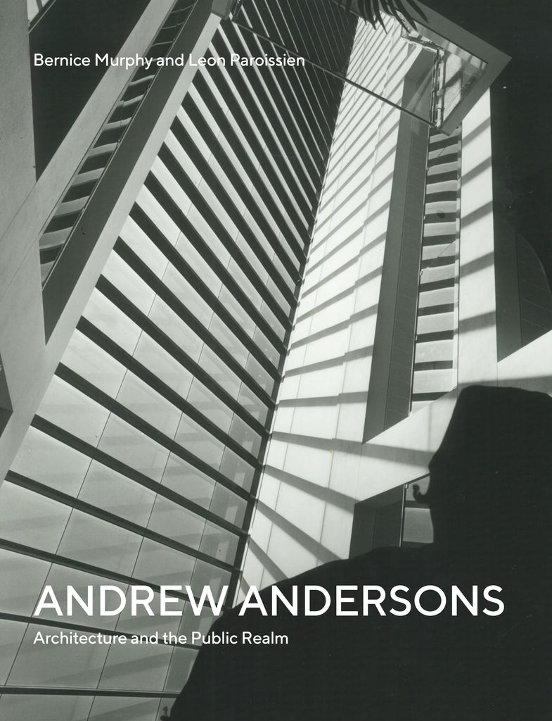Black and white cover of the book 'Andrew Andersonsons: Architecture and the Public Realm' featuring an architectural photograph of a building.