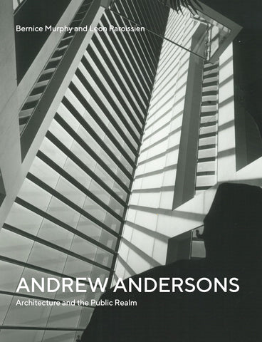 Black and white cover of the book 'Andrew Andersonsons: Architecture and the Public Realm' featuring an architectural photograph of a building.