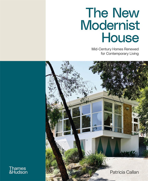 The cover of the book 'The New Modernist House featuring a mid-century suburban house with an Australian bush garden. 