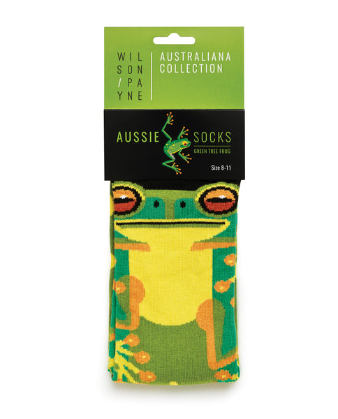 Green Tree Frog Aussie Socks
